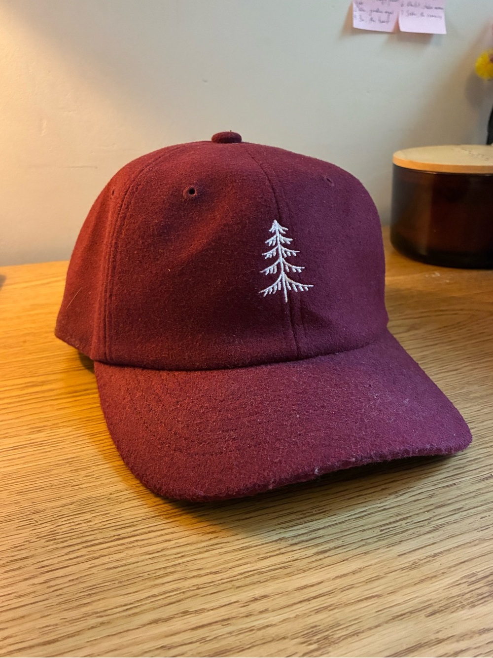 Goodfellow & Co Burgundy Baseball Cap with White Spruce Logo
